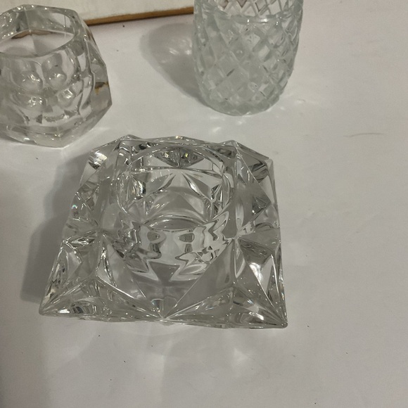 Set of Four Clear Glass Candle Holders - Picture 2 of 5